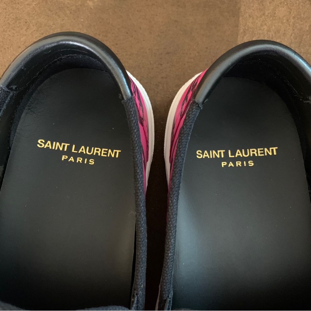 Saint Laurent Hot Pink Zebra Print Slip On Sneakers - Picture 14 of 14